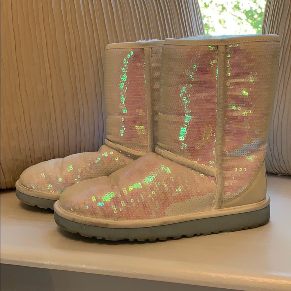 Iridescent sequin UGG boots